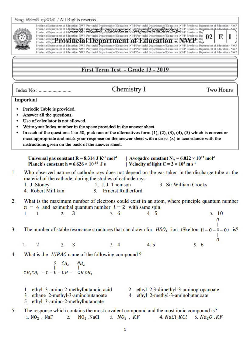 2022 chemistry structured essay paper